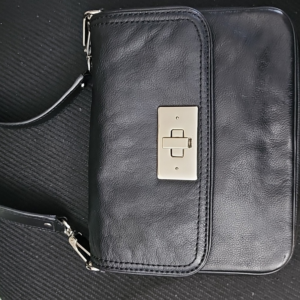 Vtg Kate Spade Black Leather Shoulder Bag - Picture 3 of 9